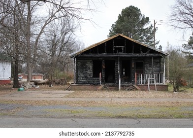 A Small House That Was Burned By A Fire In Bald Knob, Arkansas