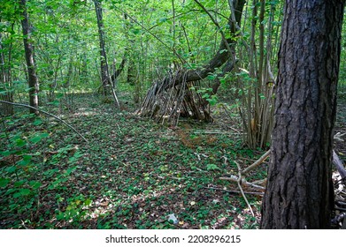 Small Hut Built Of Sticks For Kids