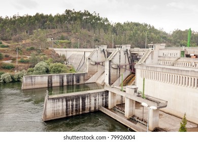 Small Hydro Power Plant, In Portugal, Against Woods