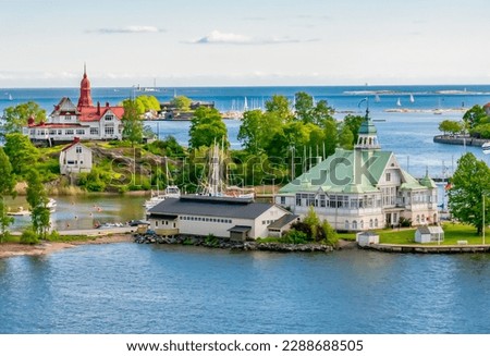 Small islands in Helsinki harbor, Finland