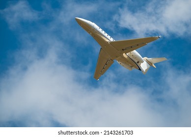 Small Jet Private Airplane With Sky Background Taking Off