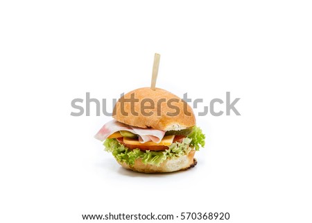 small juicy hamburger canapes on white