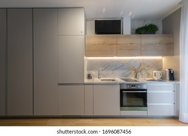 Small Kitchen Interior Grey Cabinets 260nw 1696087456 