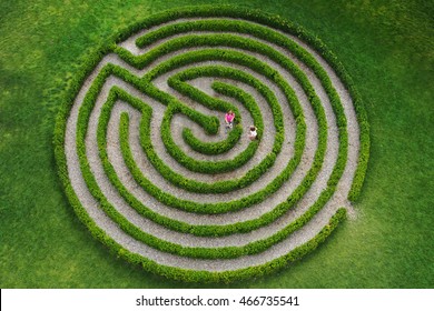 small labyrinth with kids - Shutterstock ID 466735541