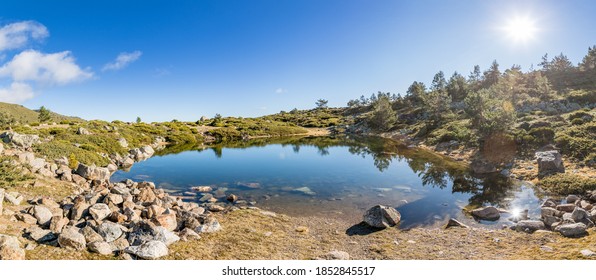 small lagoon of peñalara. Set of glacial lagoons of Peñalara, in the Sierra de Guadarrama of Madrid.