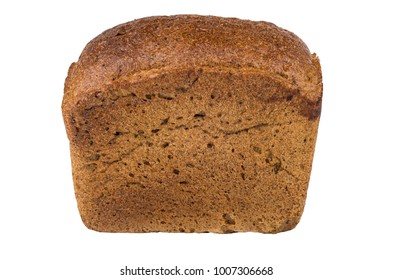 Small Loaf Of Rye Bread Isolated On White Background. Side View