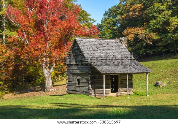 Small Log Cabin Located Along Blue Stock Photo Edit Now 538515697