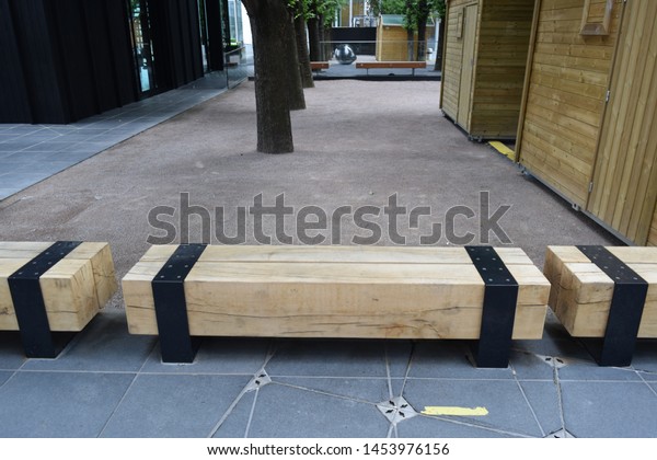 Small Long Wooden Benches On Street Stock Photo Edit Now 1453976156