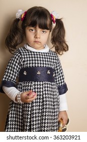 Small Lovely Iraqi Girl Baby Isolated On Off White Background