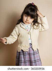 Small Lovely Iraqi Girl Baby Isolated On Off White Background