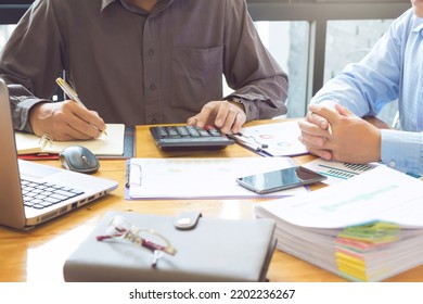 Small and Medium Enterprise Business concept of ,Businessman presenting investment plan to his partner in office. - Shutterstock ID 2202236267