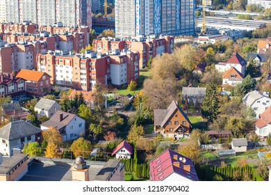 Small, Medium And Large Apartment Buildings Nearby, The Difference In Buildings