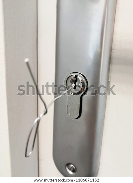 Small Metal Wire Inserted Keyhole Door Stock Photo Edit Now