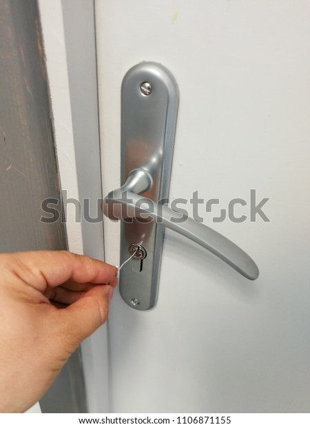 Small Metal Wire Inserted Keyhole Door Stock Photo Edit Now