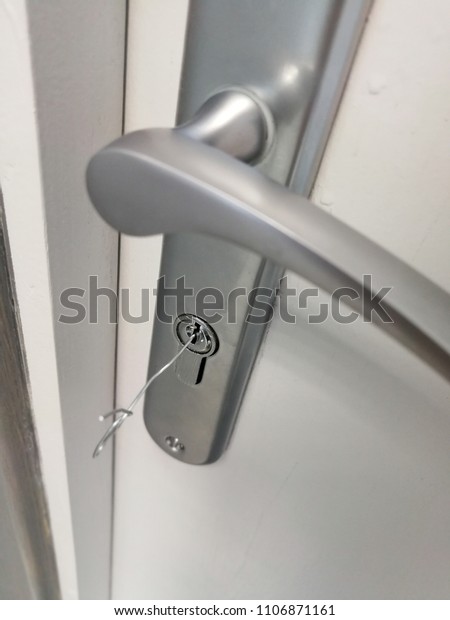 Small Metal Wire Inserted Keyhole Door Stock Photo Edit Now