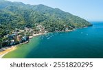 Small Mexican Village with Paradise Beach, Yelapa, Jalisco. Aerial View