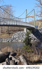 Small Modern Bridge Over The River In The Park