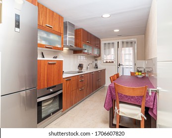 Small Modern Kitchen With Wooden Furniture