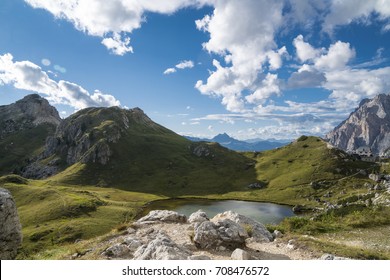 Small Mountain Lake In Dolomite Alps