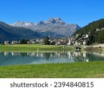 The small mountain lake Silvaplana See in St Moritz, Switzerland