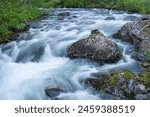 Small mountain river with little rapids