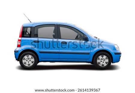 Small MPV car, side view isolated on white background