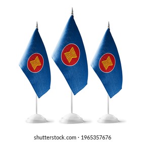 Small National Flags Of The ASEAN On A White Background