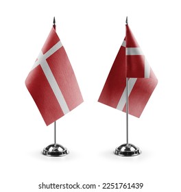 Small national flags of the Denmark on a white background.