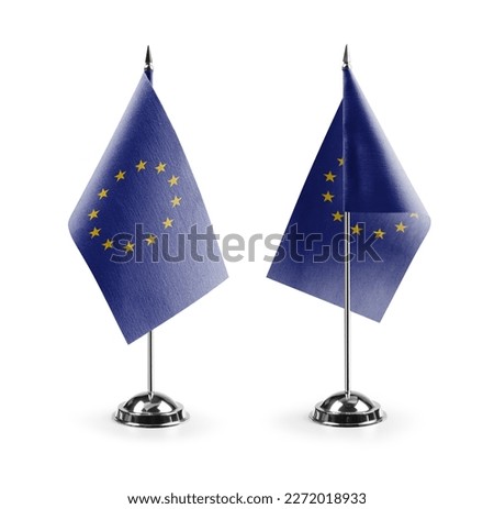 Small national flags of the European Union on a white background.