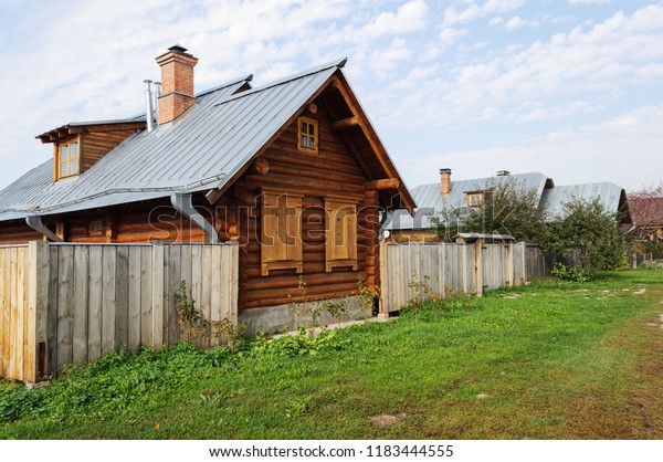 Small Natural Log Wooden House Shuttered Stock Photo Edit Now