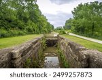 The small old canal to Cuyahoga river at the forest at Cuyahoga Valley National Park, Ohio, USA.
