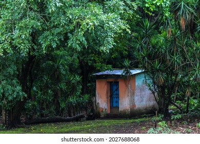 Small Old Hut In Jungle Orange Blue Green El Salvador