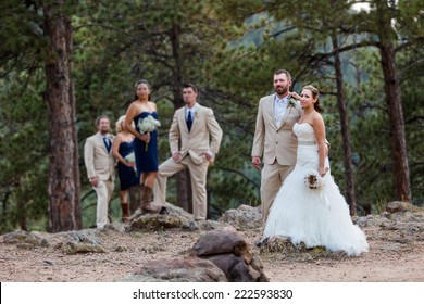 Small Outdoor Wedding On Late Summer Day.