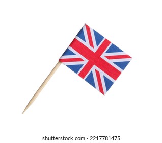 Small paper flag of United Kingdom isolated on white
