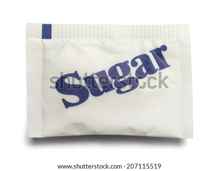 Small Paper Sugar Packet Isolated on a White Background.