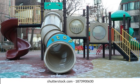 A Small Park Slide In A Residential Area In Korea      