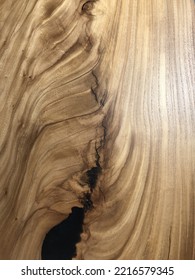 A Small Part Of A Wooden Countertop With A Deep Texture, Light Color, With Epoxy Resin.