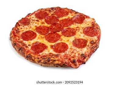 A Small Personal Size Pepperoni Pizza Isolated On White