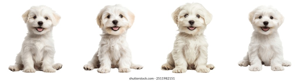 Small pet teddy dog Maltese poodle puppy smiling brown and white isolated - Powered by Shutterstock