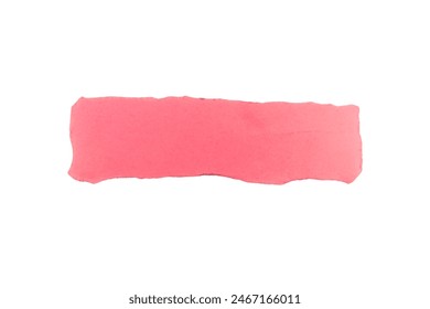 small piece of red paper cut edge element isolated on white background.Clipping path.