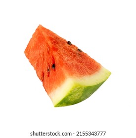 Small Piece Of Watermelon Isolated On White Background.