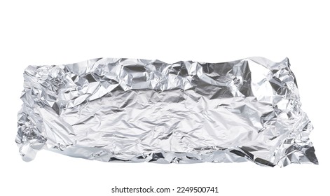 Small pieces of crumpled aluminum foils isolated on a white background. - Shutterstock ID 2249500741