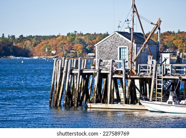 Small Pier In A New England Fishing Village