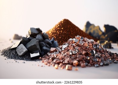 Small pile of minerals extracted in a rare earth mine - Shutterstock ID 2261229835