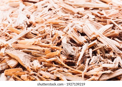 Small Pile Of Wood Chips Close Up Background