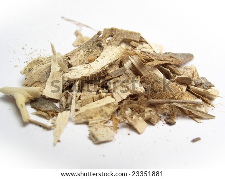 Small pile of wood chips used as mulch or fuel