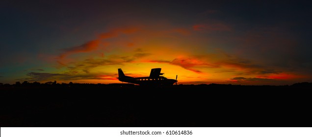 Small plane for artificial rain at sunset - Powered by Shutterstock