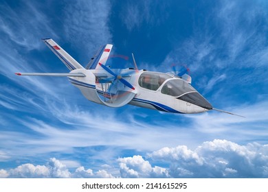 Small Plane In Blue Sky. Experimental Aircraft AN-181