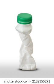 Small Plastic Kefir Bottle On White Background