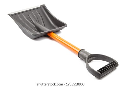 Small Plastic Snow Shovel, Isolated On White Background - Back Side